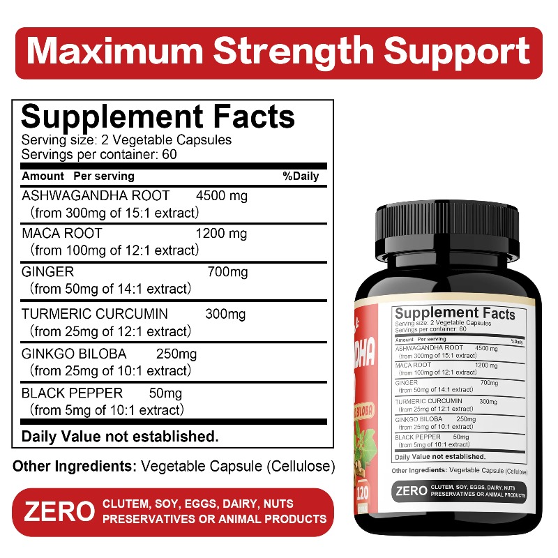 Suppléments Ashwagandha et Mac - Valerian Root Capsule avis et prix